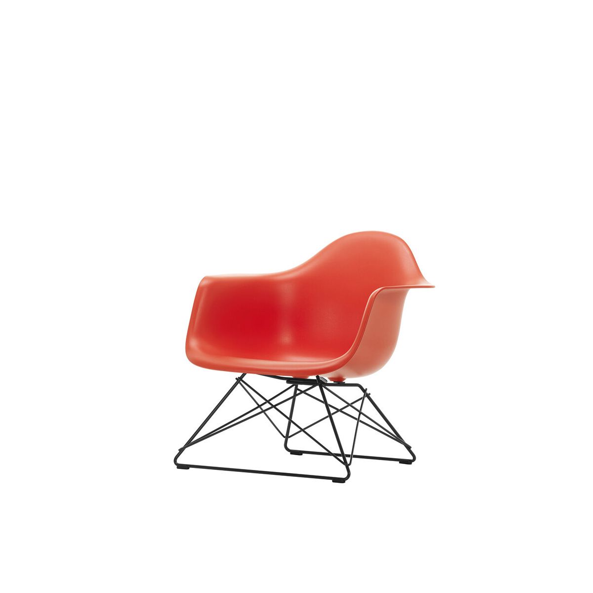 Eames Plastic Armchair LAR, sortlakeret fra Vitra (Poppy red)