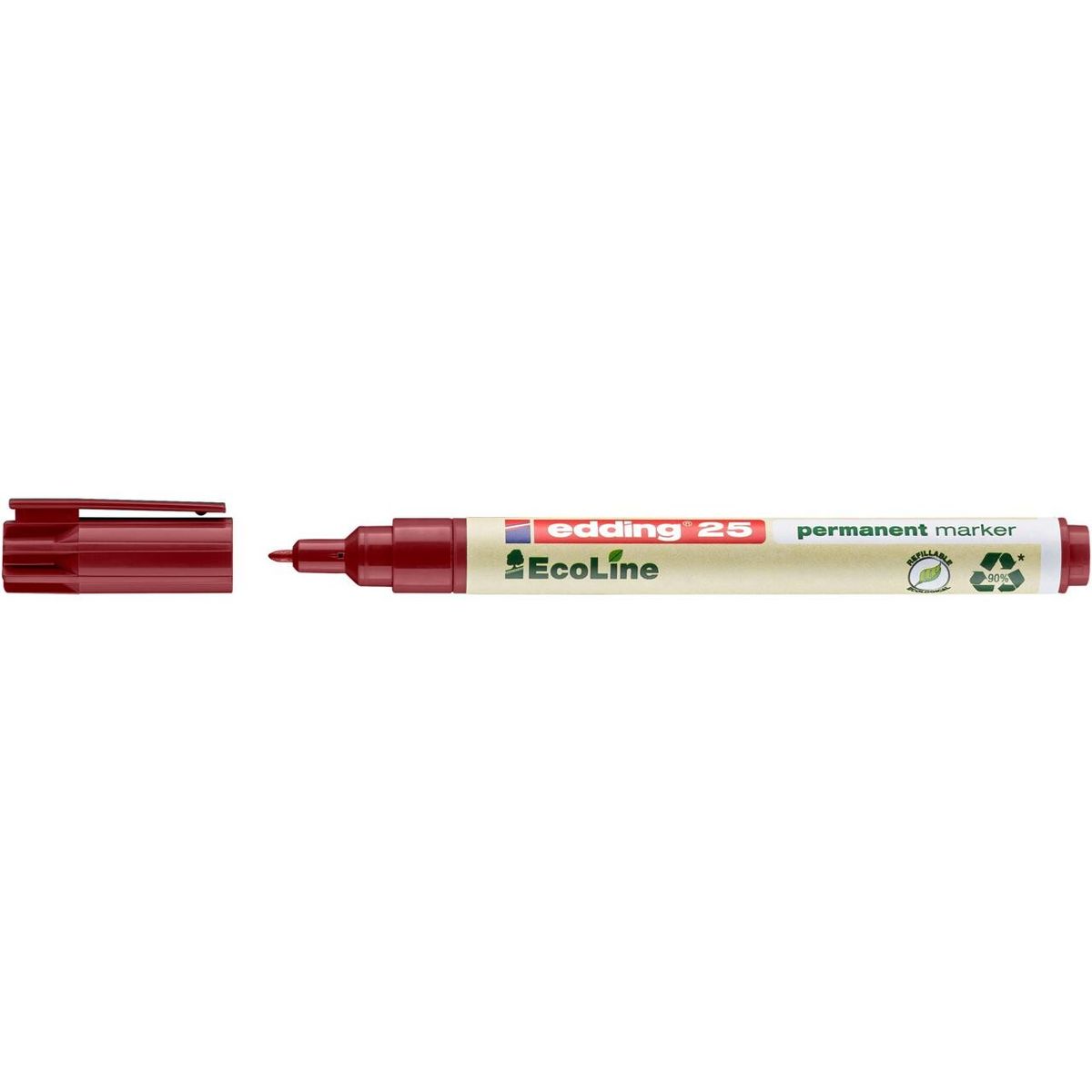 Marker edding 25 EcoLine rød, perm. 1mm rund spids