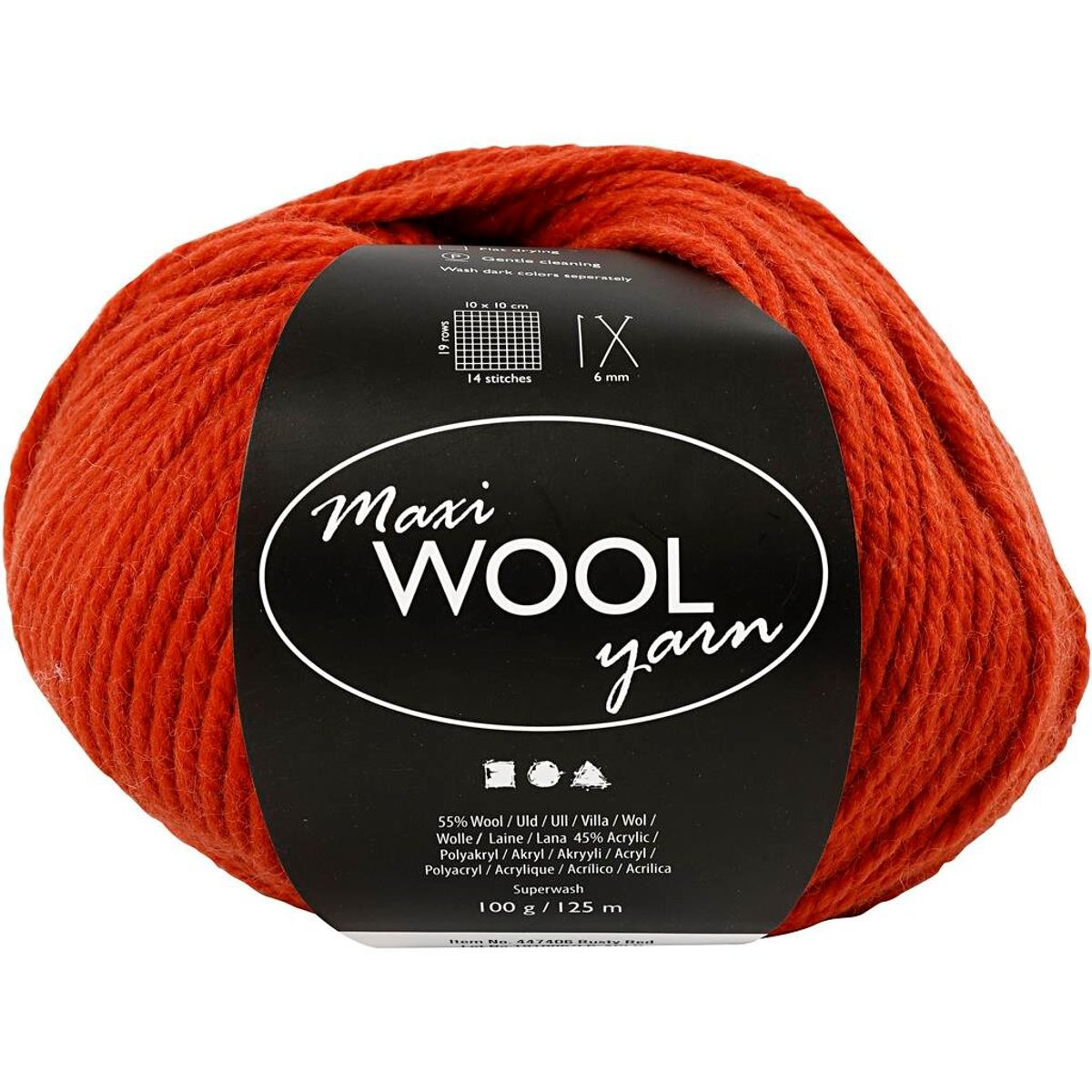 Maxi Wool uldgarn, L: 125 m, rustrød, 100g