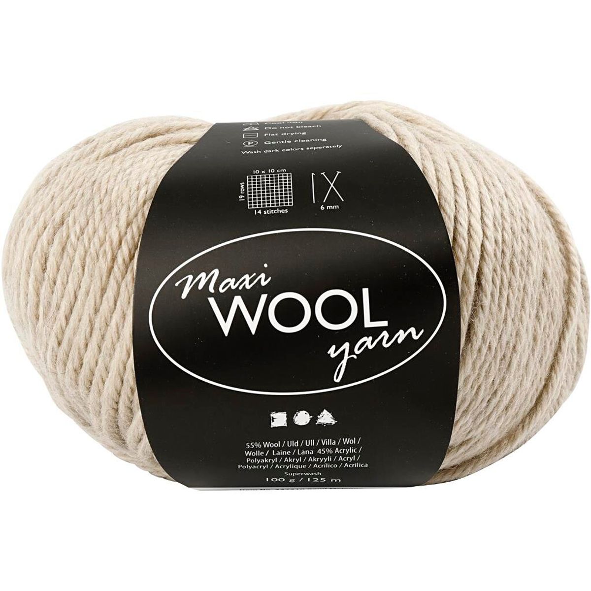 Maxi Wool uldgarn, L: 125 m, sand melange, 100g