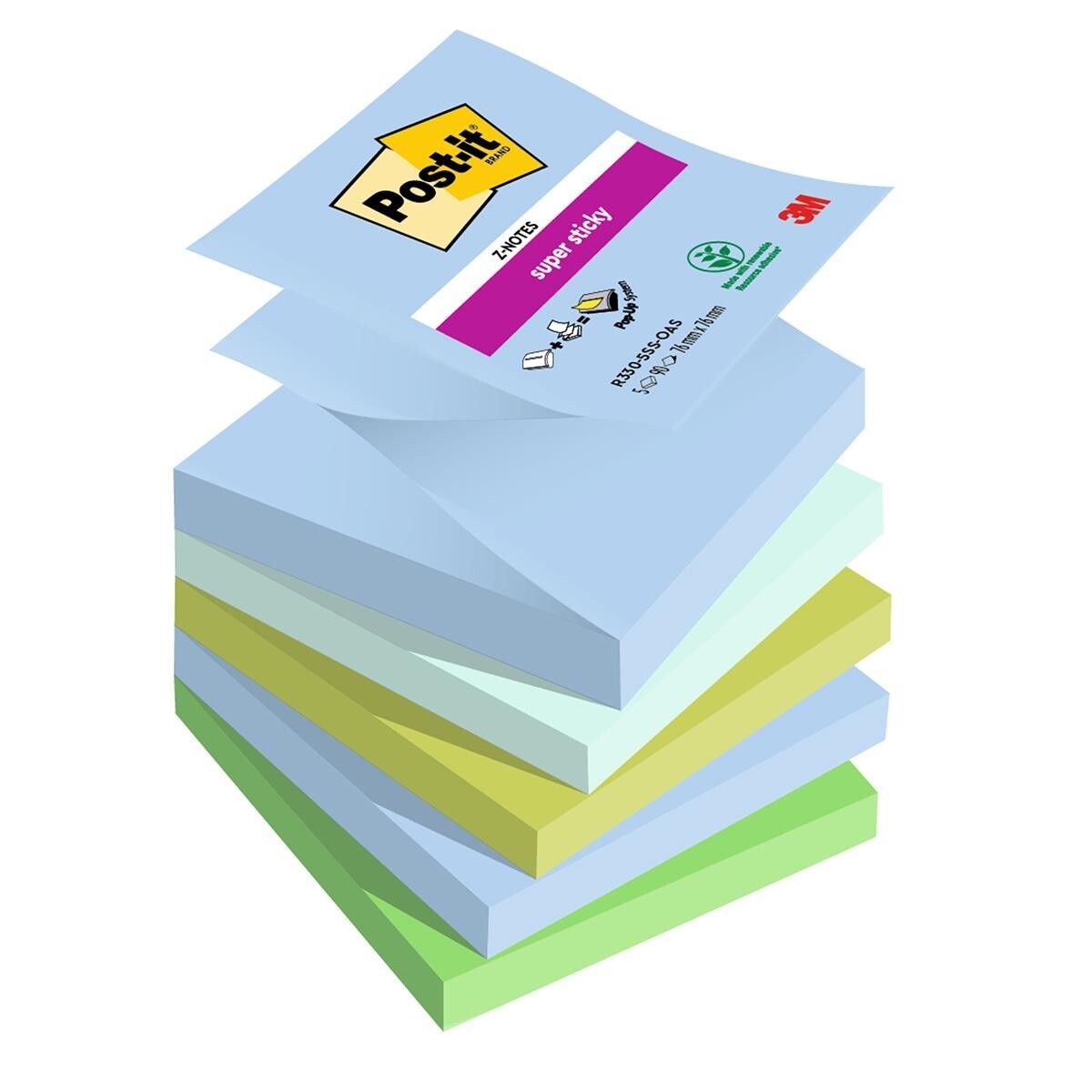 Post-it® Super Sticky Z-Notes, Oasis 76 mm x 76 m