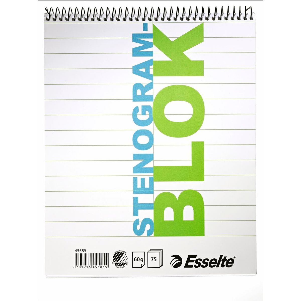 Stenogramblok Esselte, 75bl/blk