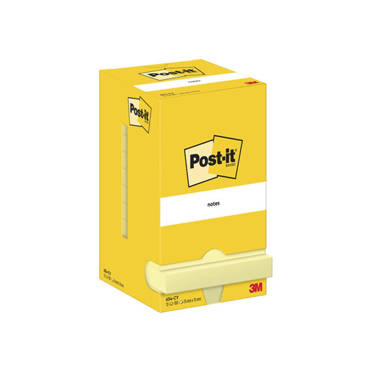 Post-it blok 654 gul 76x76 mm 12 blokke