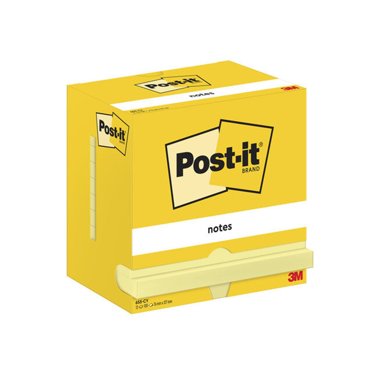 Post-it notes 655 gul 76x127mm, 12 blokke