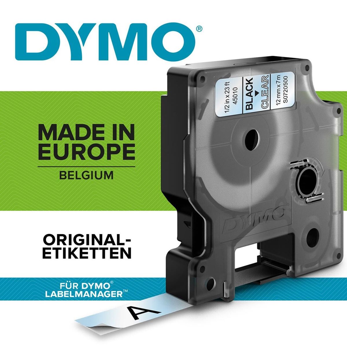 DYMO Labeltape D1 rød/klar 12mm