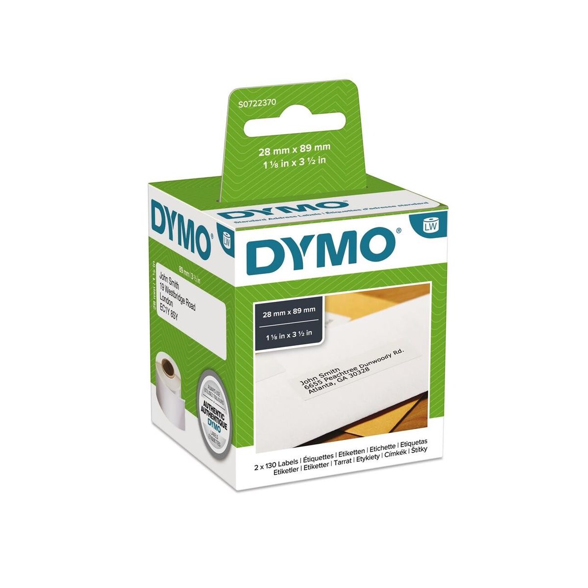 DYMO adresse-etiket 89x28 mm 2x130stk/rul