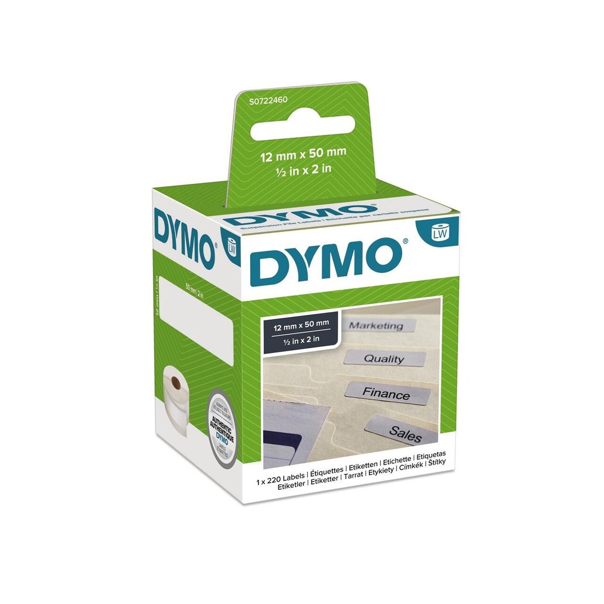 DYMO hængemappe-etiket 12x50mm 220stk/rul 99017