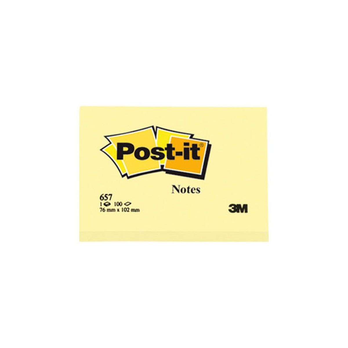 Post-it notes 657 gul 76 x 102 mm. 12 blokke