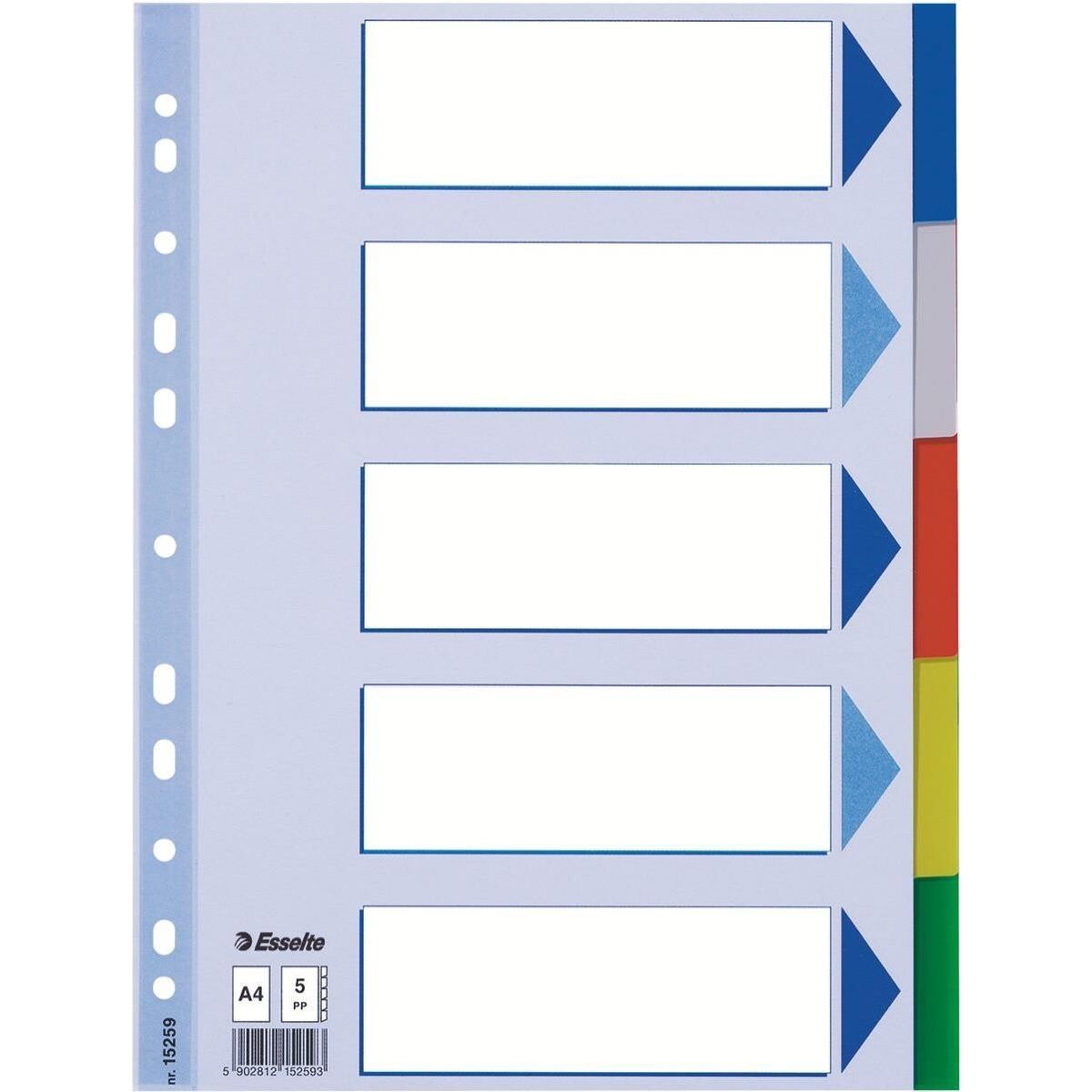 Faneblade Esselte 5-delt A4, plast 15259