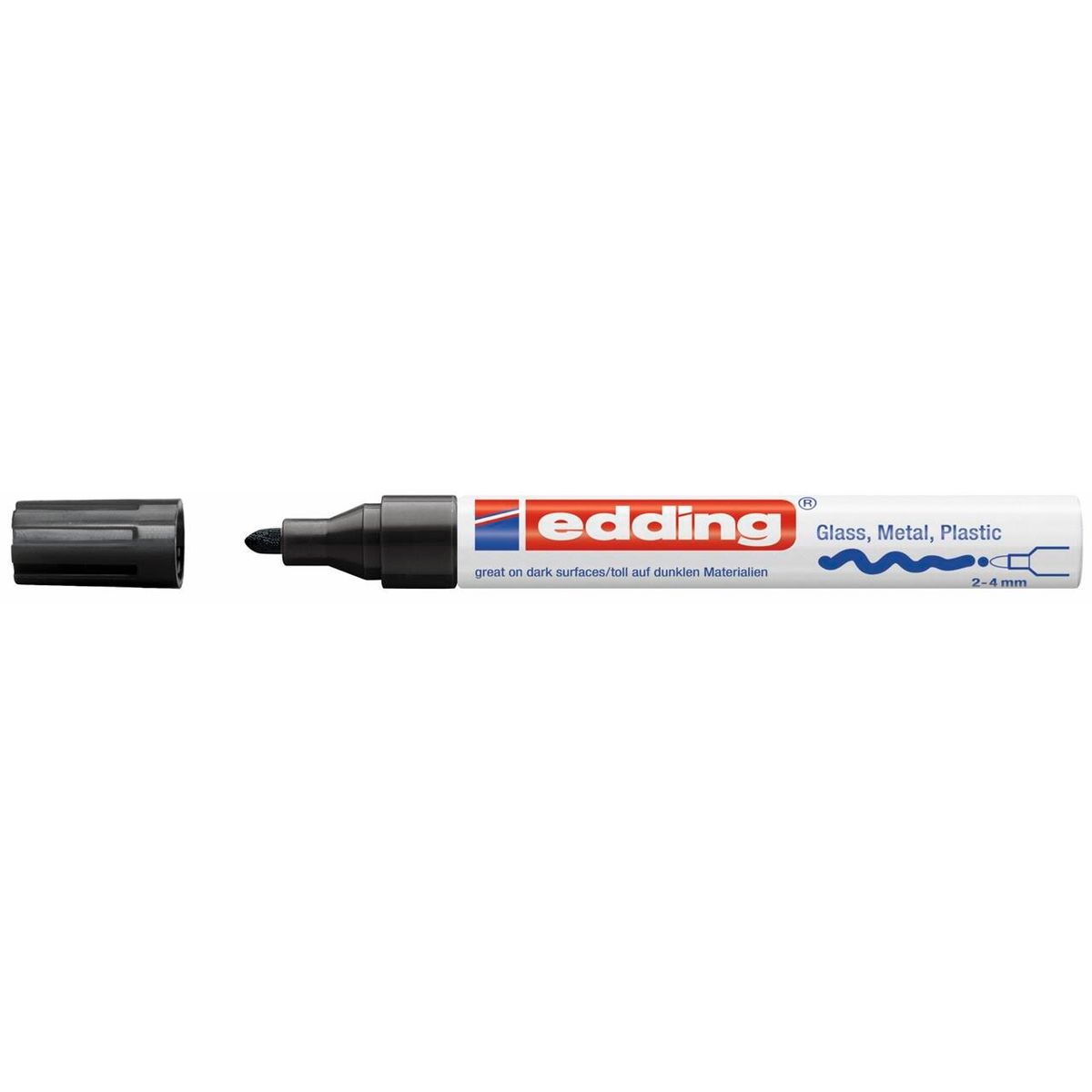 Marker Edding 750 permanent, sort 2-4mm rund spids