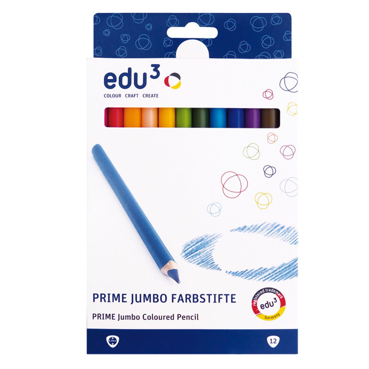 Edu3 Prime Jumbo Farveblyanter 12 ass. Fv.