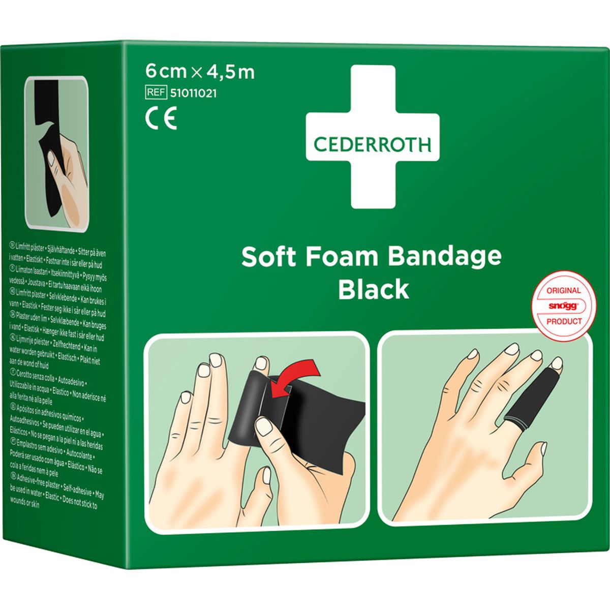 Cederroth soft bandage/plaster, sort, 6cm x 450cm