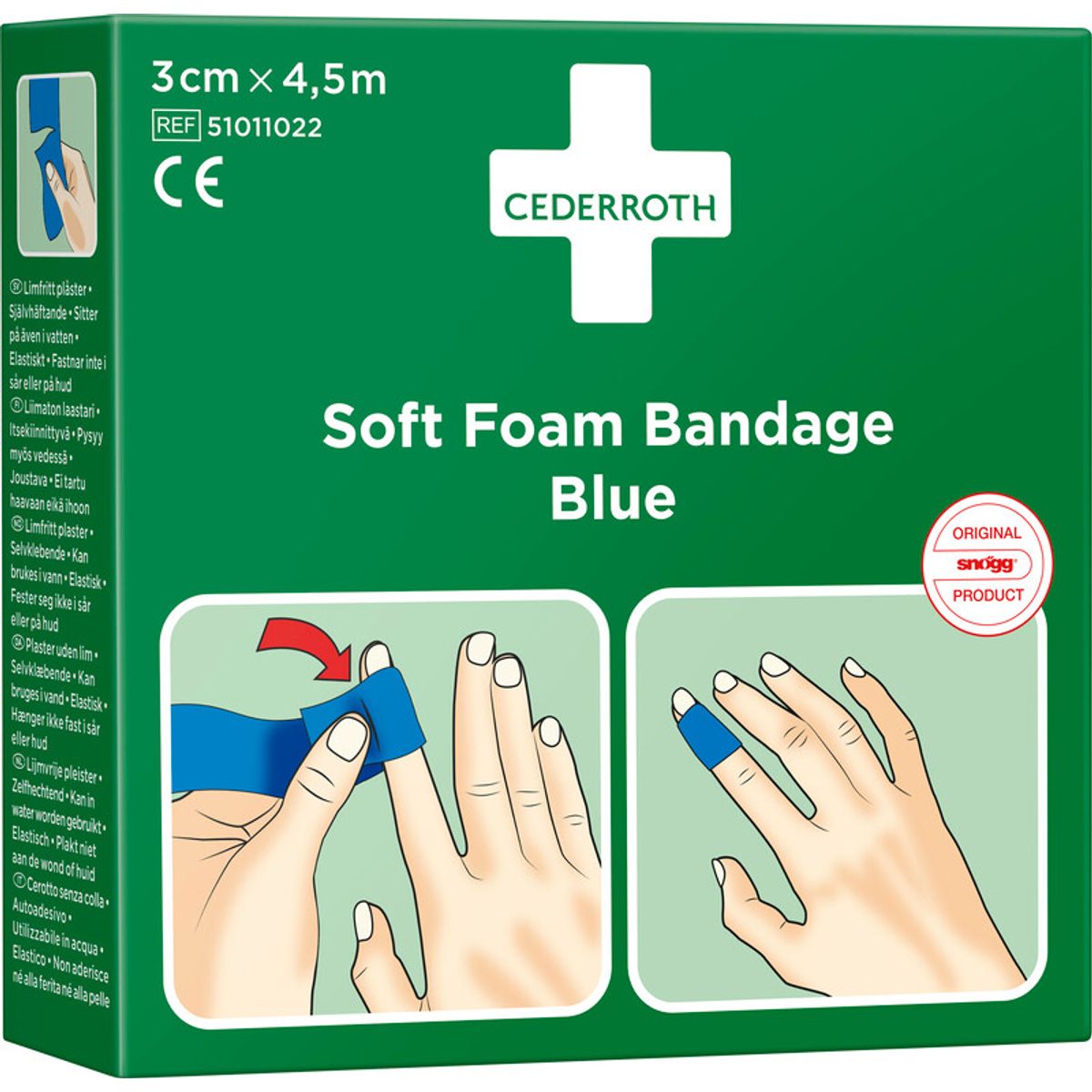 Cederroth soft bandage/plaster, blå, 3cm x 450cm