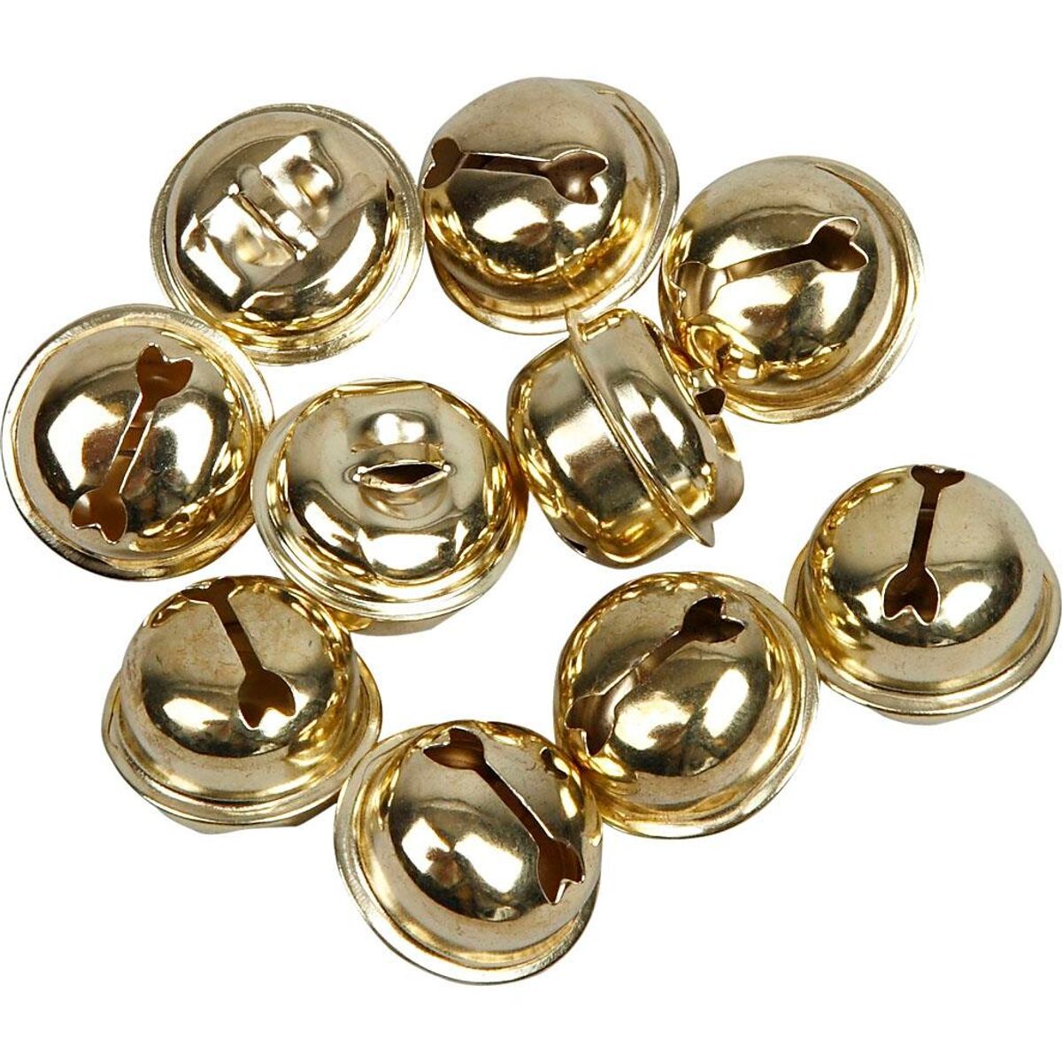 Bjælder, 13+15+17 mm, guld, 12 ass.