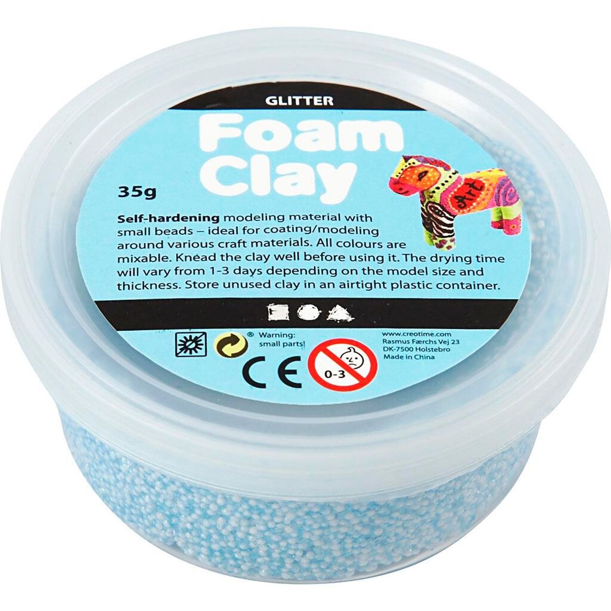 Foam Clay®, lys blå, glitter, 35g