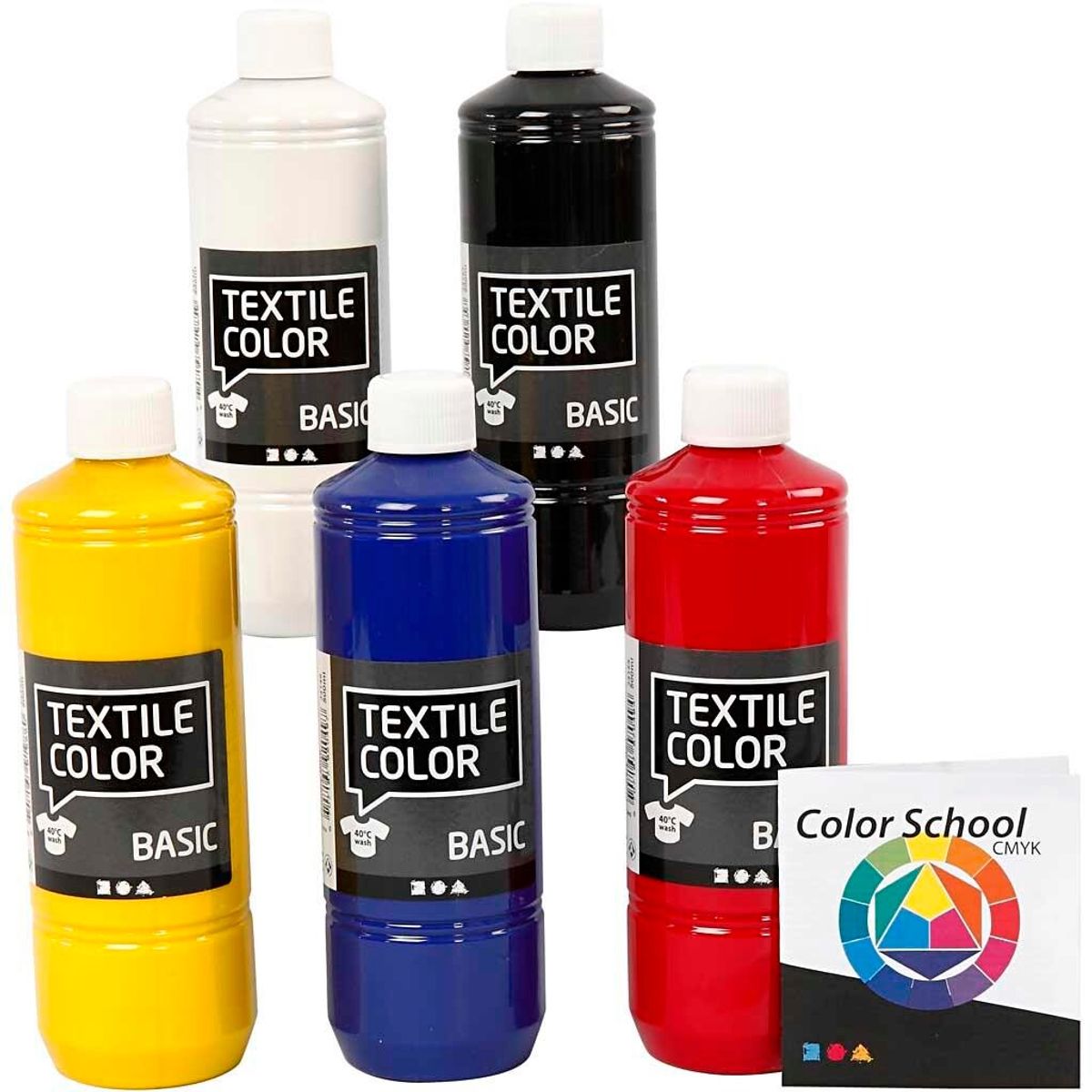 Textile Color, ass. farver, 5x500 ml