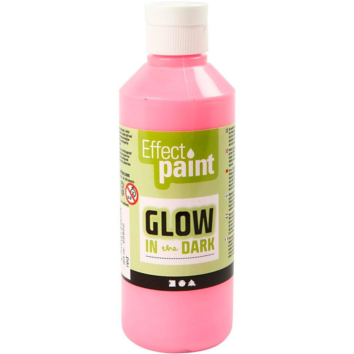 Glow in the dark, lys rød, 250 ml