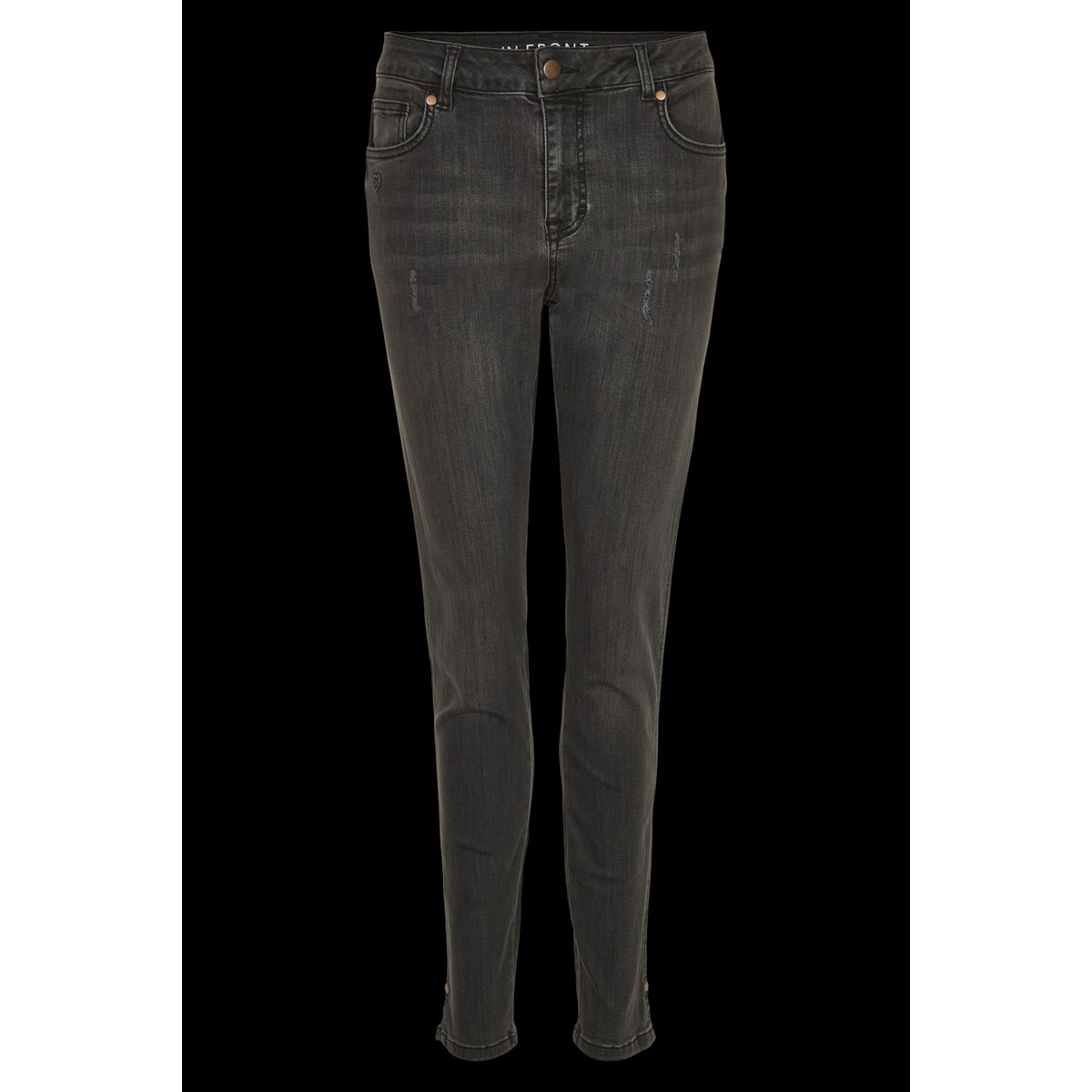 IN FRONT June Jeans, Farve: Dark Grey, Størrelse: 36, Dame