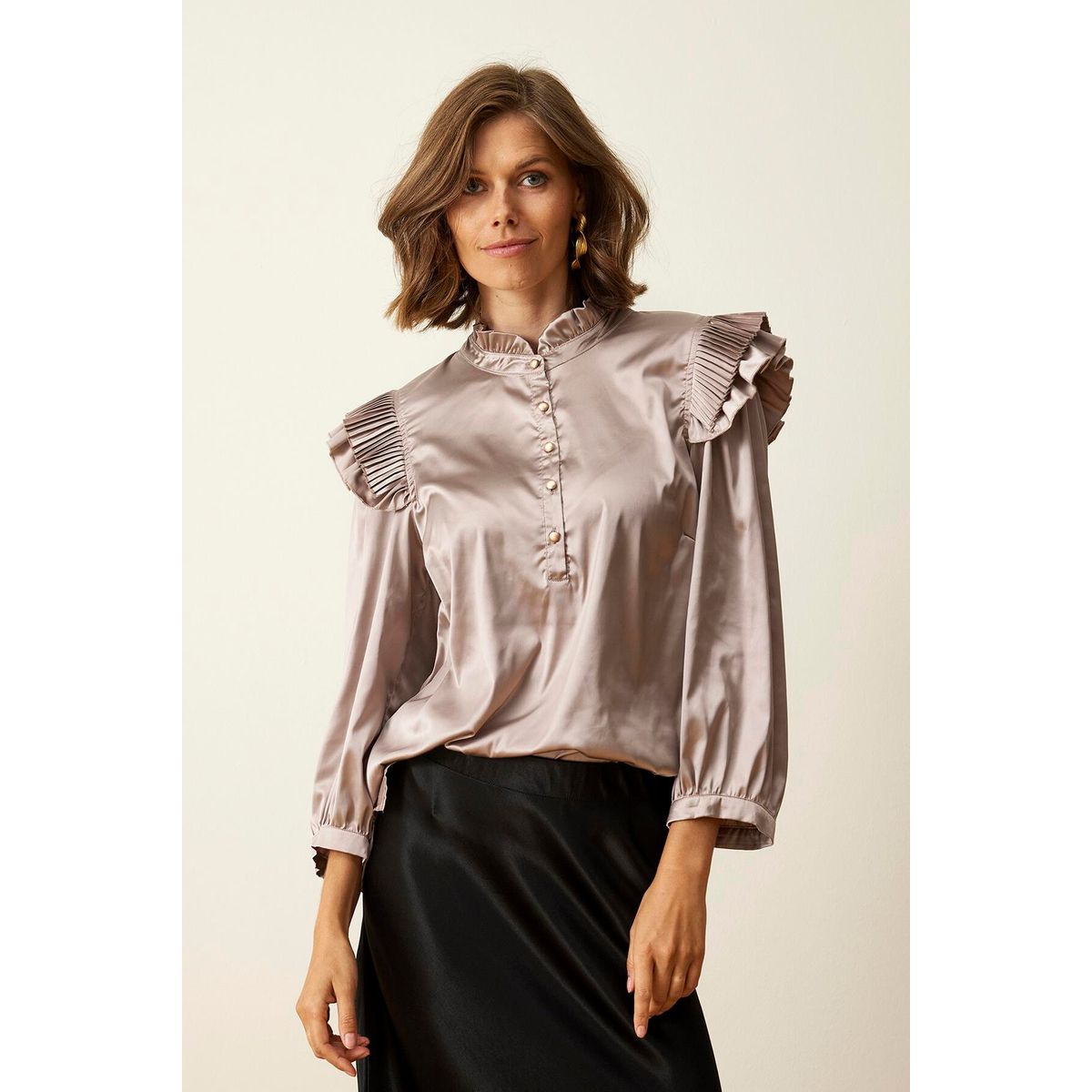 IN FRONT Mandy Bluse, Farve: Sand, Størrelse: XL, Dame