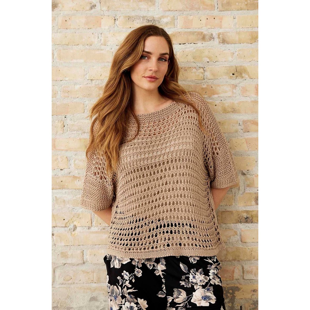 IN FRONT Nova Knit Bluse, Farve: Sand, Størrelse: M/L, Dame