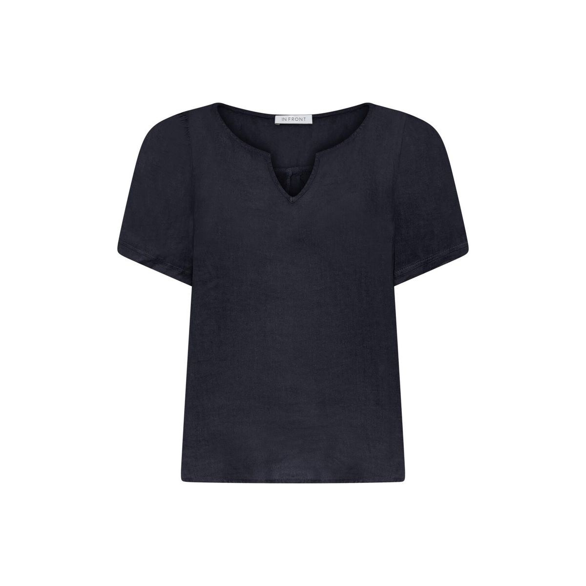 IN FRONT Lino Bluse, Farve: Navy, Størrelse: XL, Dame