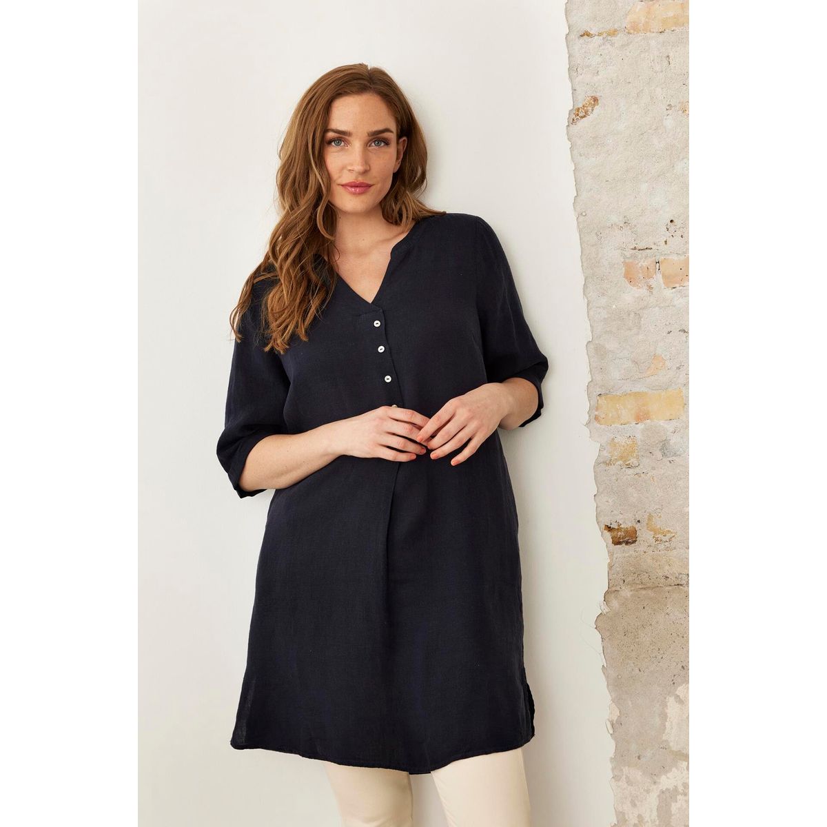 IN FRONT Lino Tunic, Farve: Navy, Størrelse: S, Dame