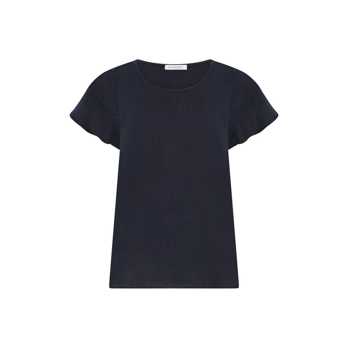 IN FRONT Lino Bluse, Farve: Navy, Størrelse: XL, Dame