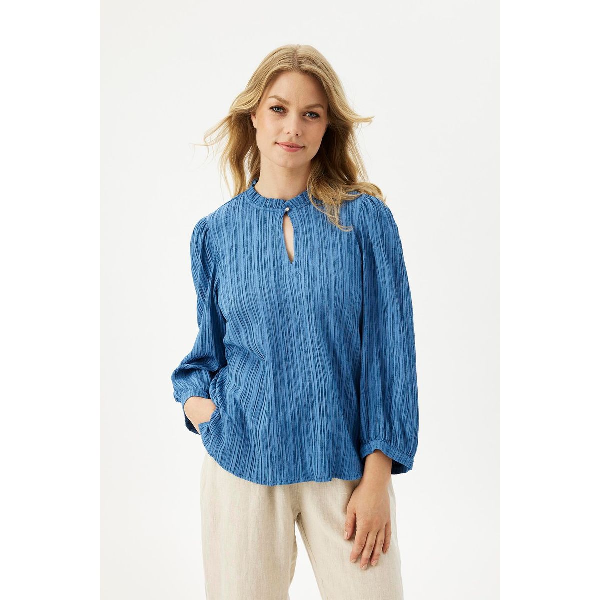 IN FRONT Tove Bluse, Farve: Blue, Størrelse: XL, Dame