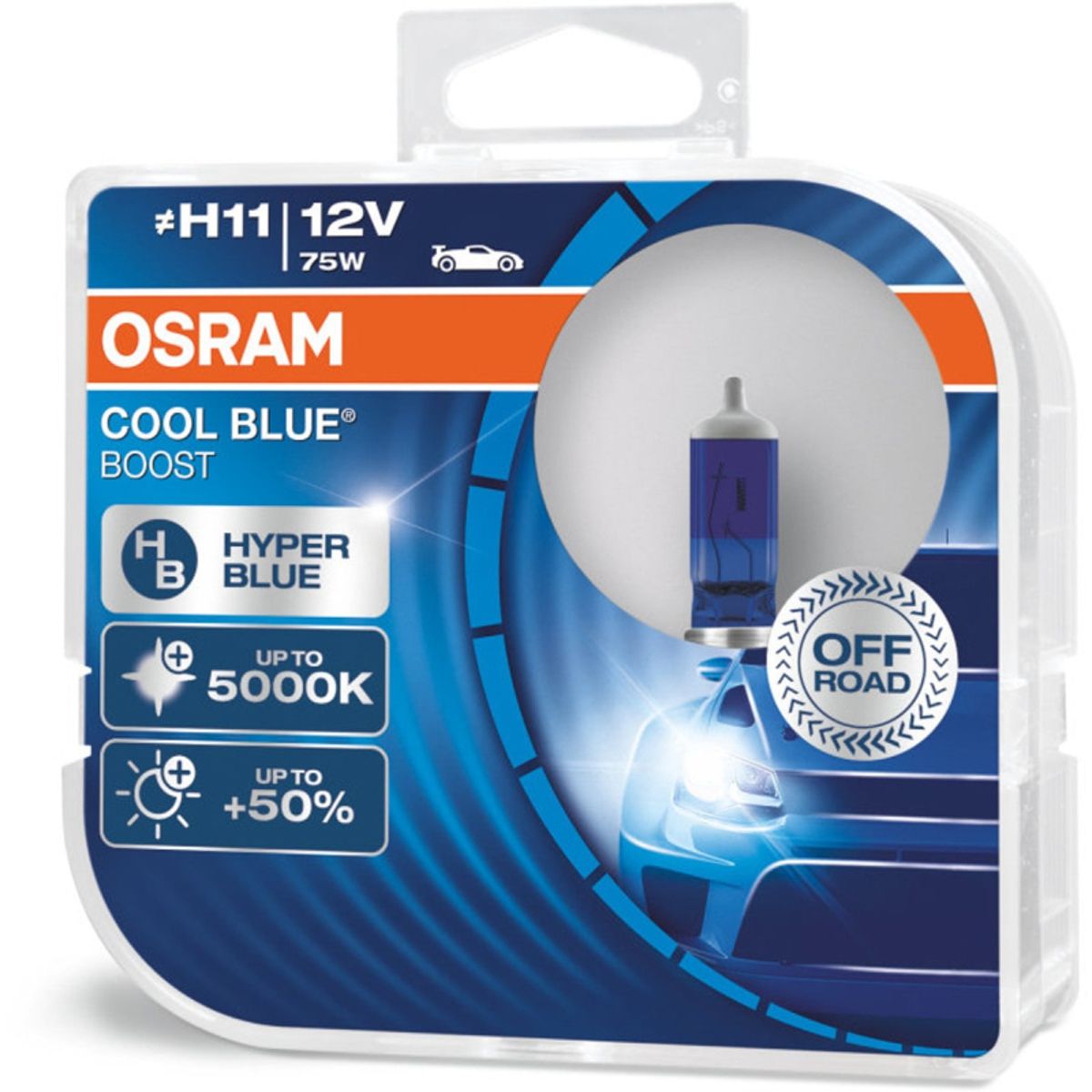 Osram H11 Cool Blue Boost pærer med +50% mere lys, (2 stk) pakke