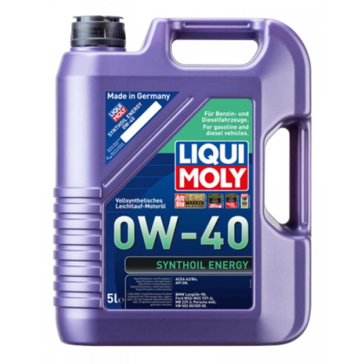 0W40 Synthoil Energy motorolie fra Liqui moly i 5l dunk