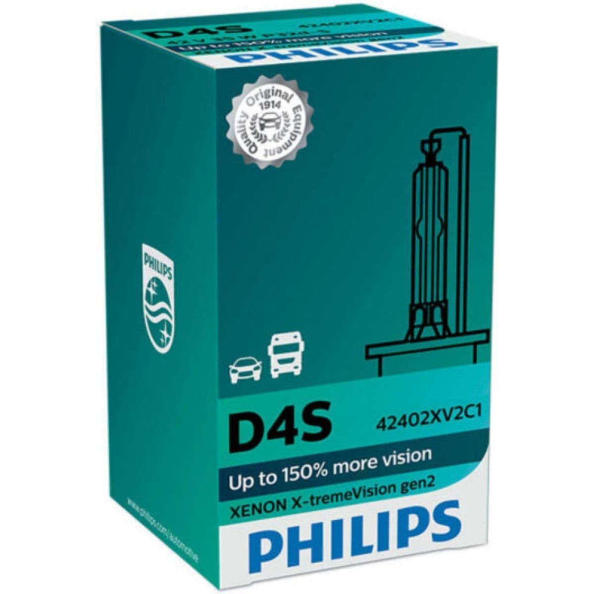 Philips D4S X-tremeVision gen2, Xenonpære med op til +150% mere lys (1 stk)