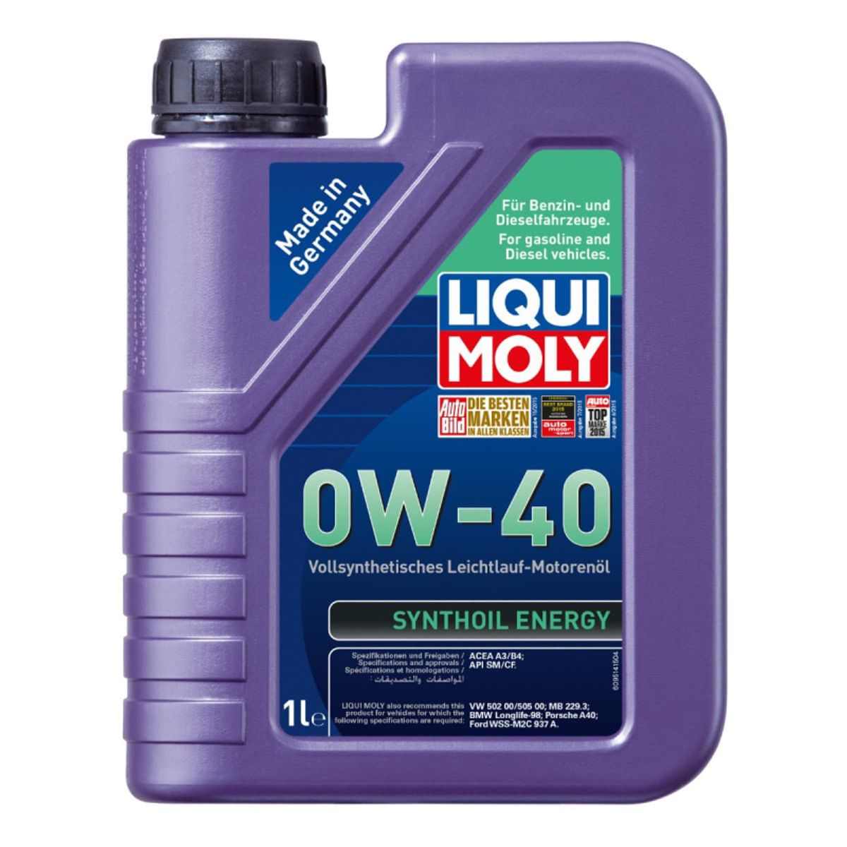 0W40 Synthoil Energy motorolie fra Liqui moly i 1l dunk