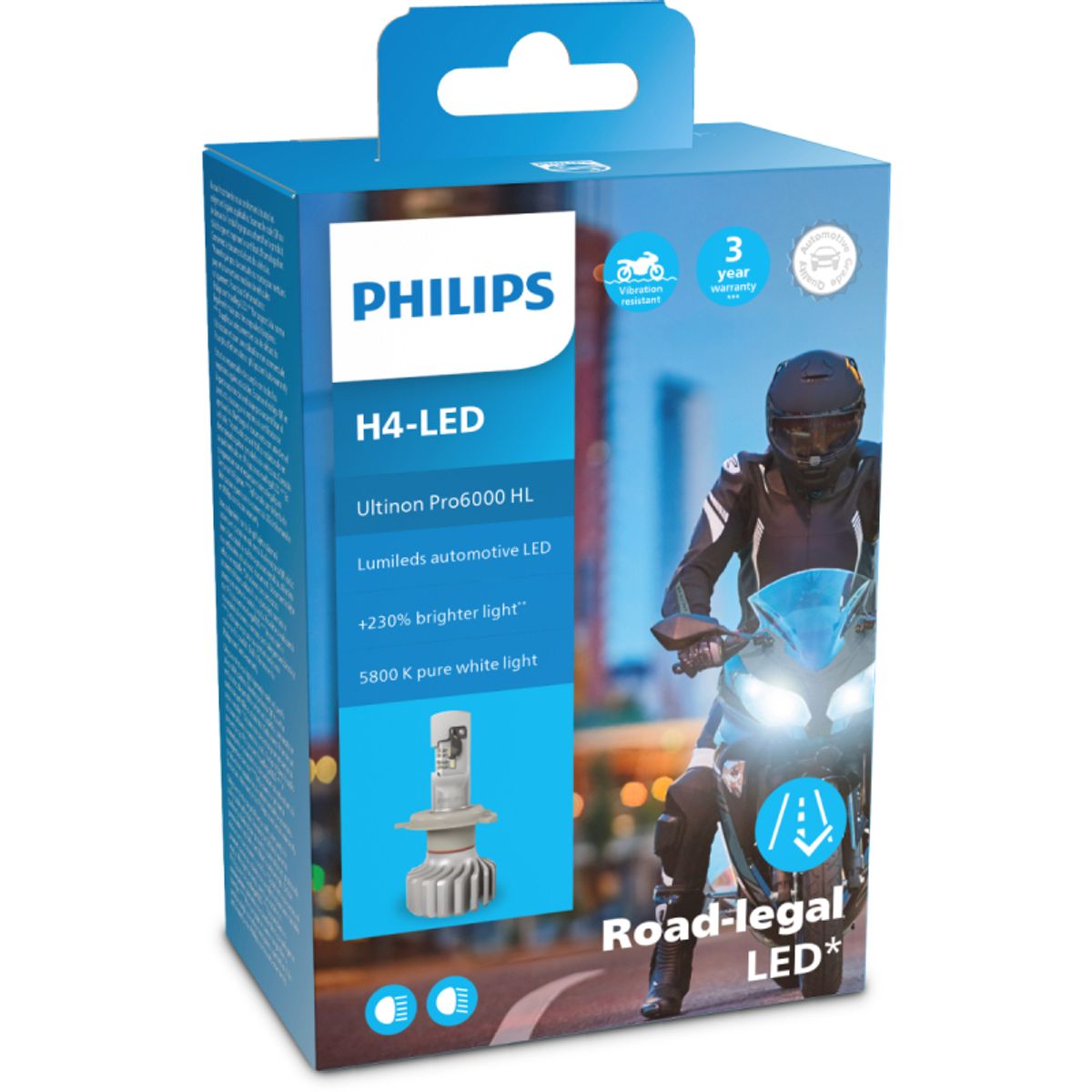 Philips Ultinon Pro6000 HL H4 LED +230% mere lys (1 stk.)