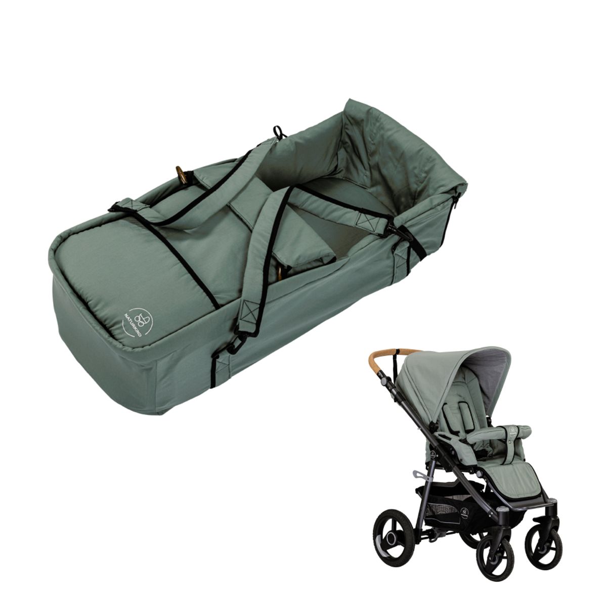 Naturkind PAKKE klapvogn Lux Evo + blød lift - colour Panther (sort)