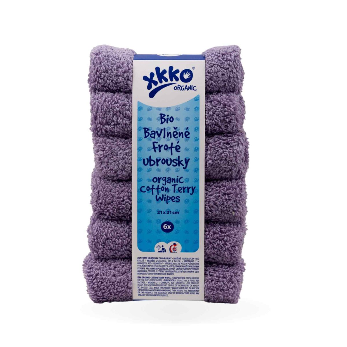 XKKO vaskeklud i økologisk bomuld - 6 pk - GOTS - lavendel