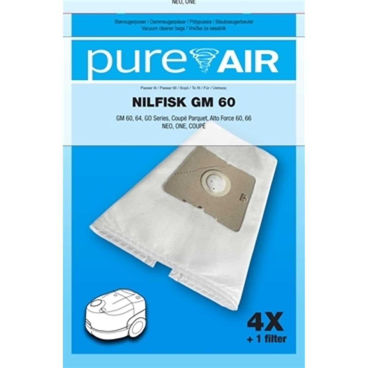 PureAir NI5 Nilfisk GM60 støvsugerposer