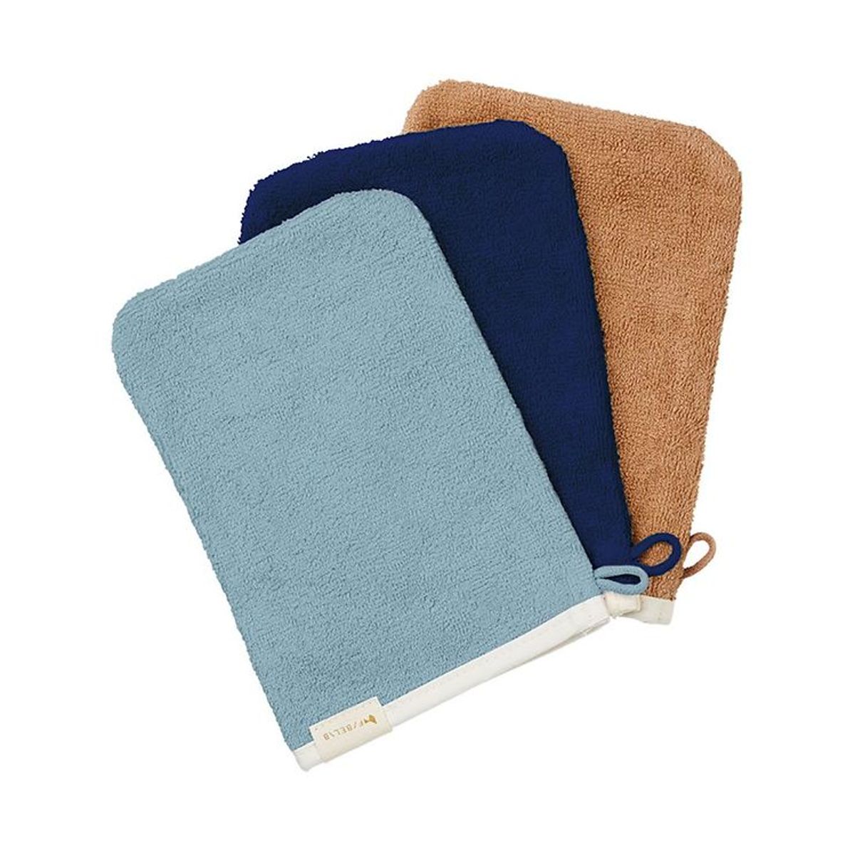 Fabelab Badehandske - 3-pak - Cottage Blue/Caramel/Midnight Blue