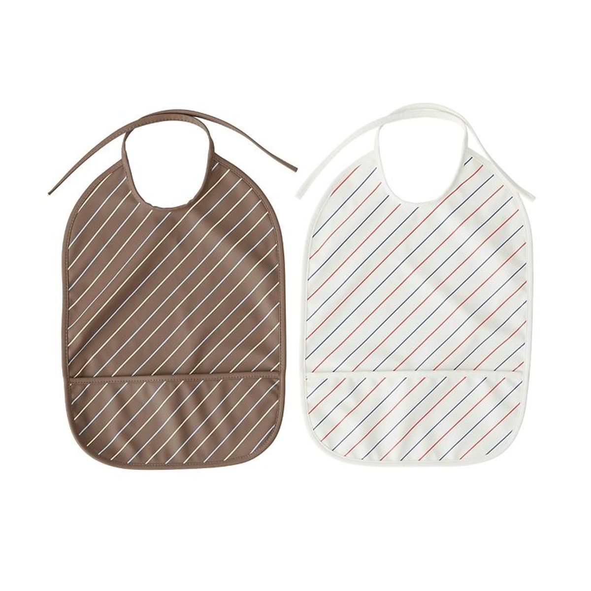 OYOY Hagesmæk m. Lomme - Lang - 2-pak - Striped - Mellow/Choko