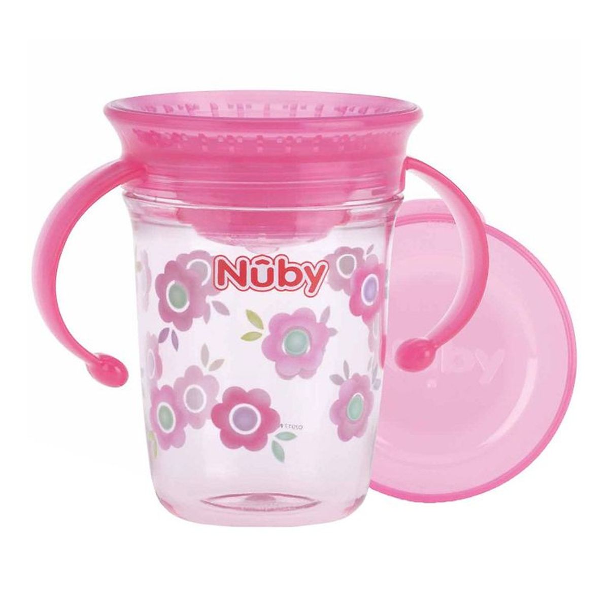 Nuby Drikkekop m. Håndtag - 240ml - Pink m. Print