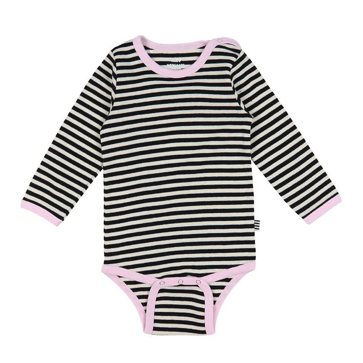 Mads Nørgaard Body l/æ - Soft Dou Striped - Off White/Black/Pink