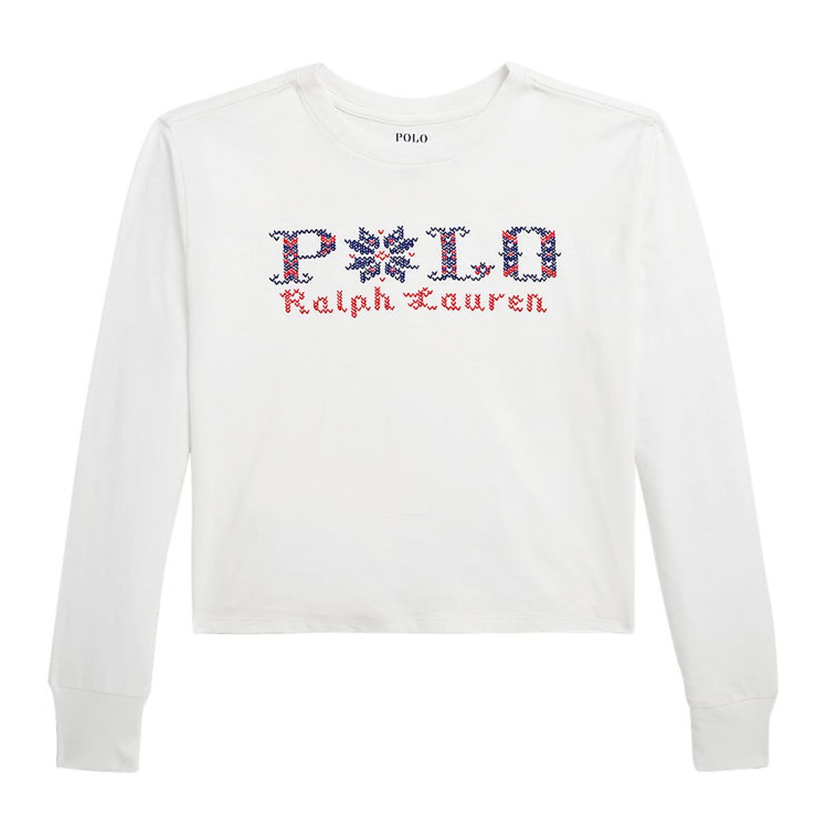 Polo Ralph Lauren Bluse - Cropped - Hvid m. Broderi