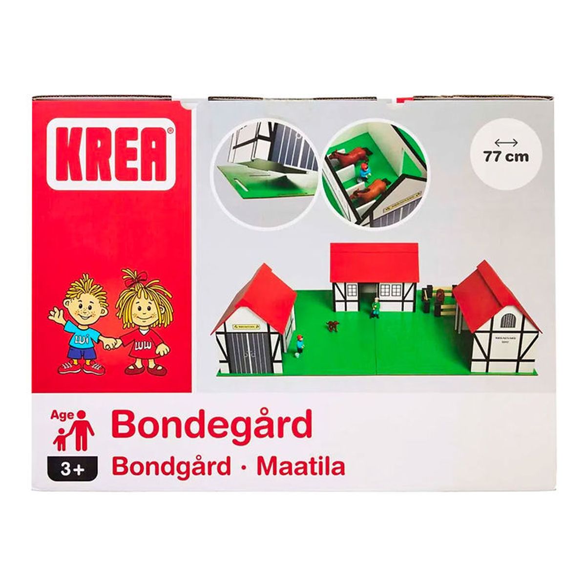 Krea Bondegård - Træ - 77x53 cm - Hvid/Rød