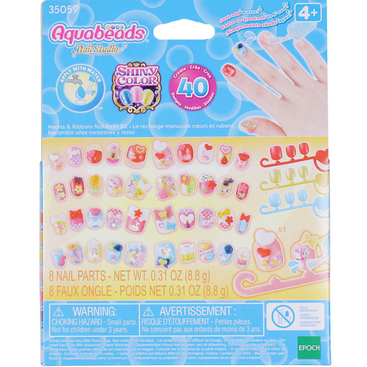 Aquabeads Perlesæt - Nail Studio - Hearts & Ribbons Nail Refill