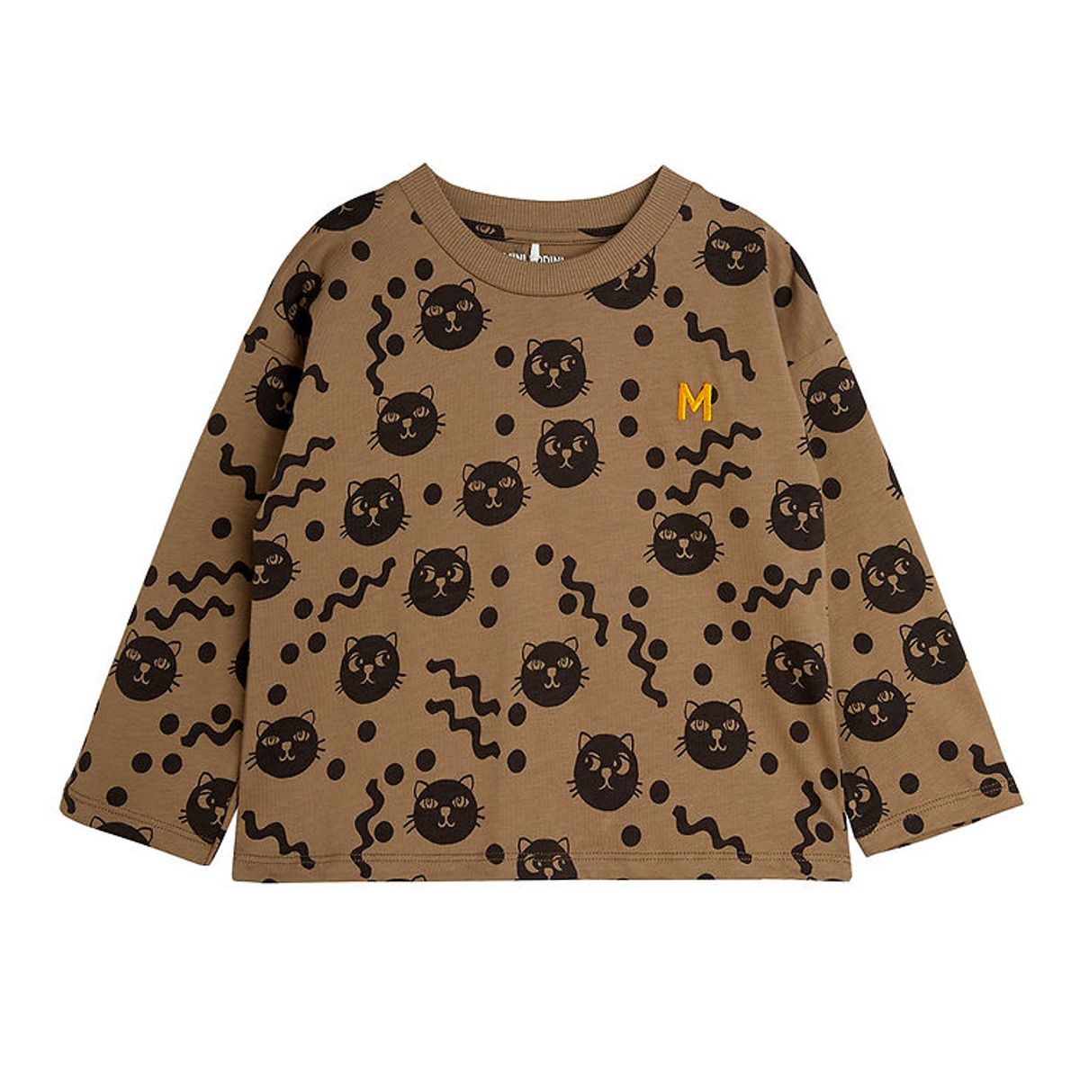 Mini rodini Bluse - Squiggly Cats - Brown