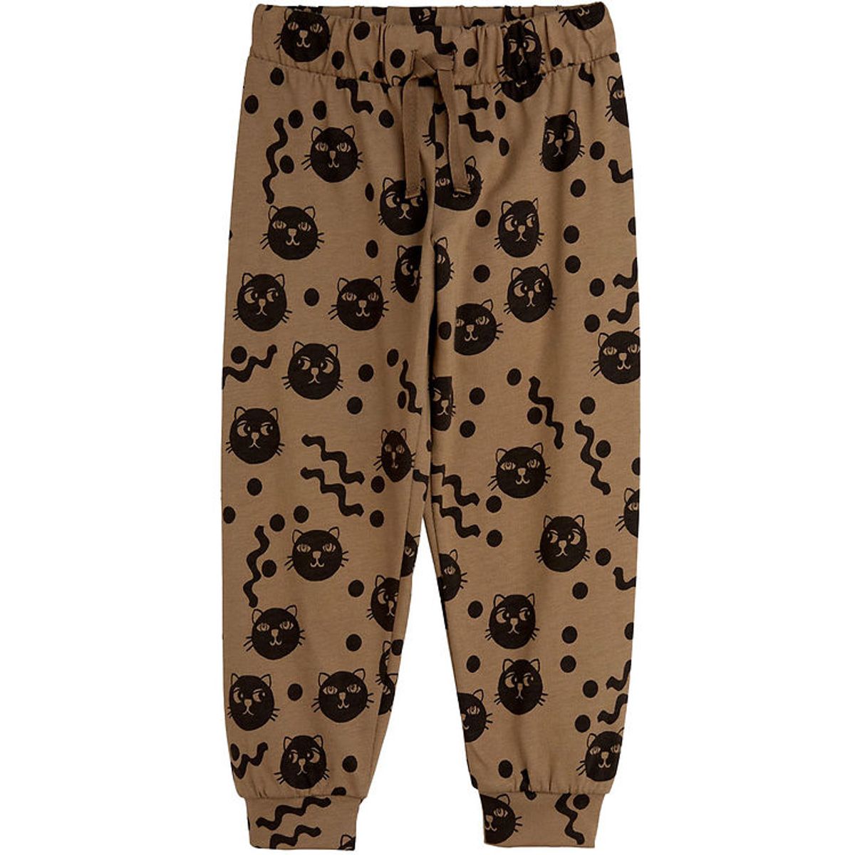 Mini Rodini Sweatpants - Squiggly Cats AOP - Brown