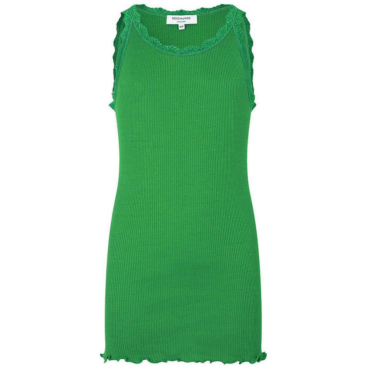 Rosemunde Top - Silke/Bomuld - Bright Green m. Blonder