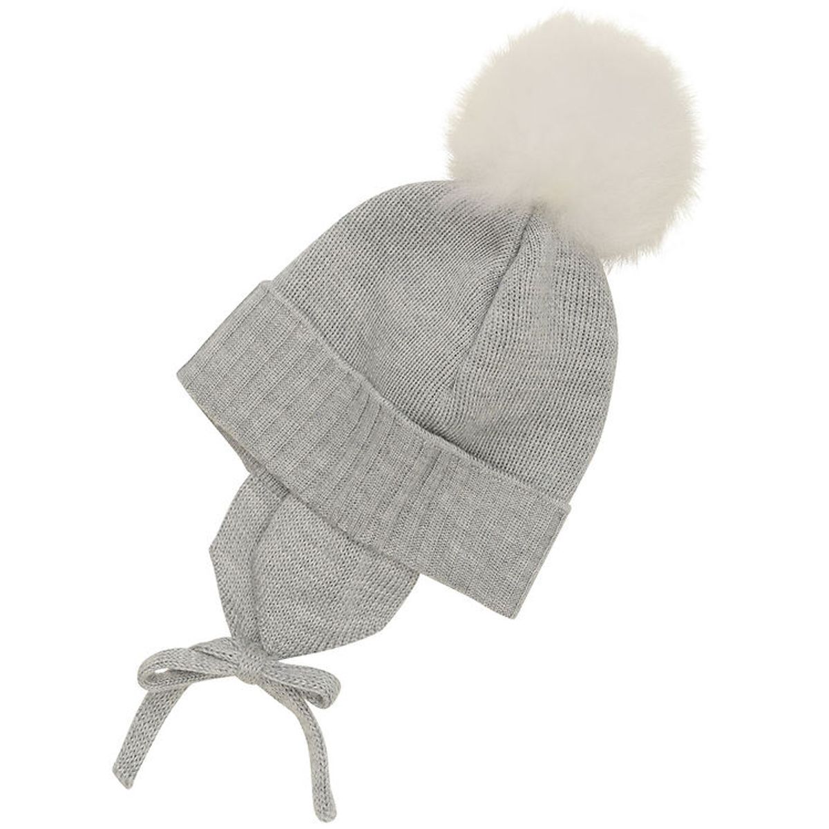 Huttelihut Hue m. Øreflapper - Strik - Uld - Medium Grey Melange