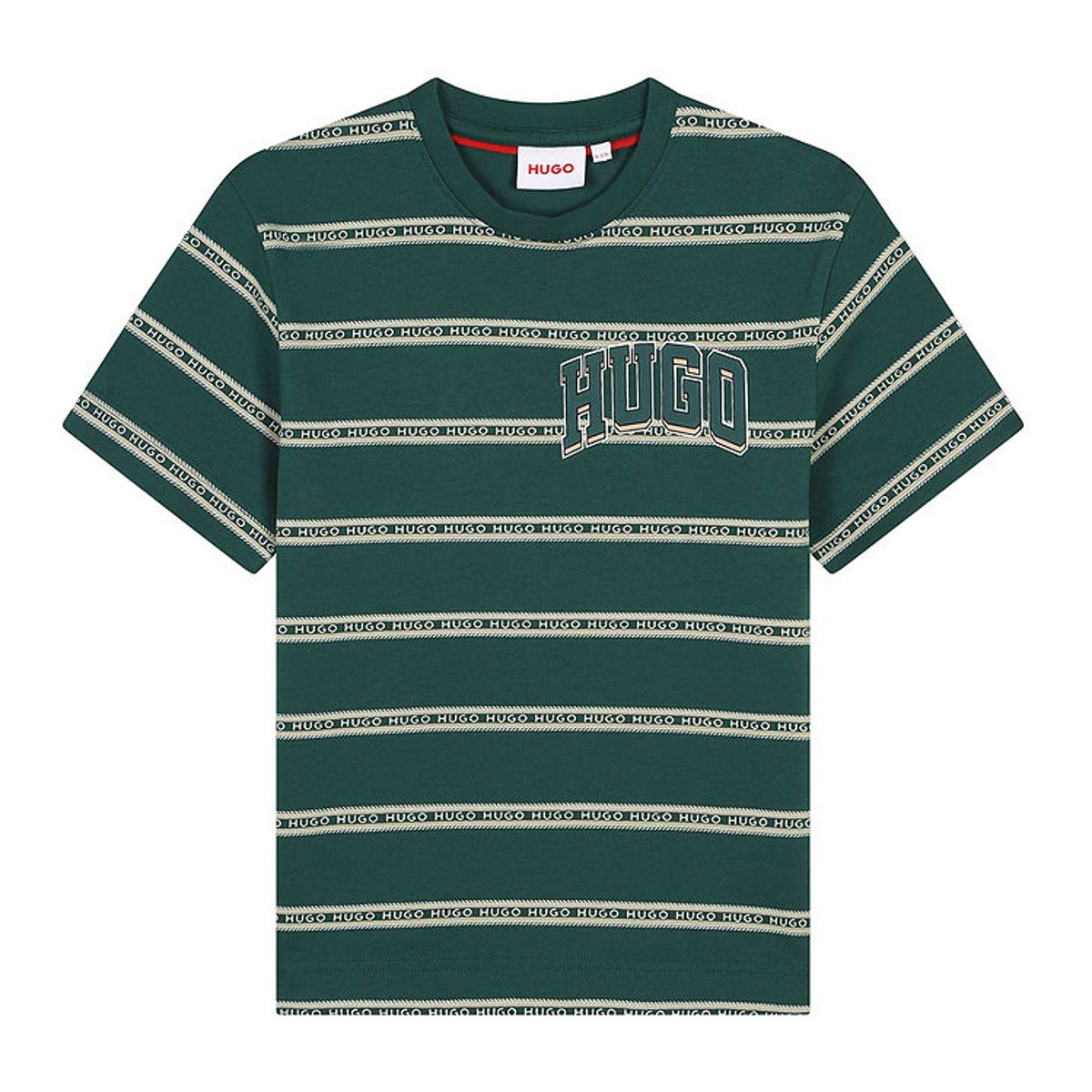 HUGO T-shirt - Green Stone/Beigestribet