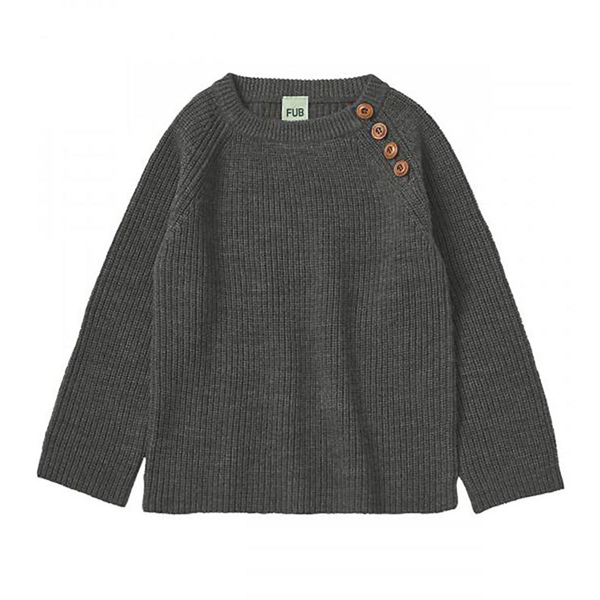 FUB Bluse - Uld - Rib Sweater - Grey Melange