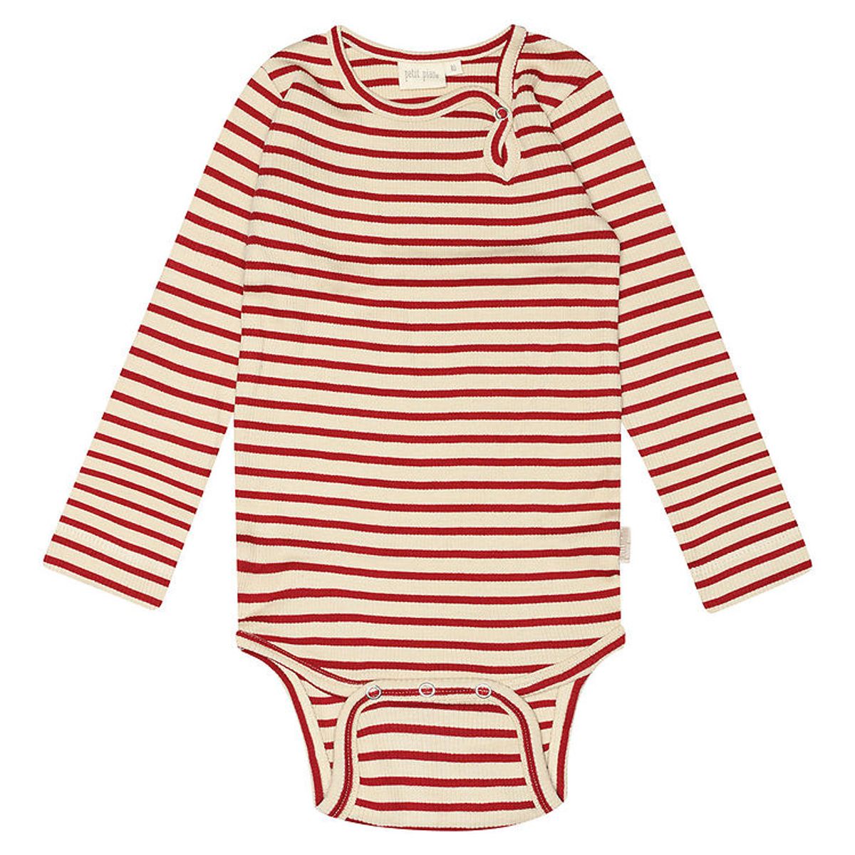 Petit Piao Body l/æ - Rib - Modal - Chili Pepper/Dark Offwhite